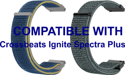 ACM WSM3V22BLGY2730 Pack of 2 Watch Strap Nylon Loop 22mm for Crossbeats Ignite Spectra Plus Smartwatch (Blue/Grey) Smart Watch Strap(Mullti Color)