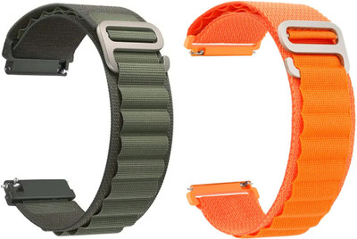 AOnes Pack of 2 Alpine Nylon Loop Watch Strap for Boult Drift+ Bluetooth Calling, 1.85 Inch Smart Watch Strap(Green, Orange) AOnes Pack of 2 Alpine Nylon Loop Watch Strap for Boult Drift+ Bluetooth Calling, 1.85 Inch Smart Watch Strap(Green, Orange)