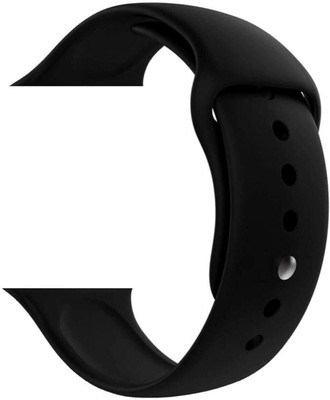 BLACK LOVIES Soft silicon & Metal smartwatch strap Compatible with Appl Watch Series 5 (42/44 Smart Watch Strap(Black)