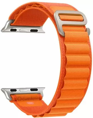 Geo SPORTS Alpine Loop Nylon Bands/Straps Compatible with Watch 49mm 45mm 44mm 42mm Men & Women, Adjustable Strap with Metal G-Hook Premium Strap in orange for iWatch Ultra Series SE 8 7 6 5 4 3 2 1 (Only Alpine Loop Strap for Apple iWatch, Watch NOT Included) Smart Watch Strap(Orange)