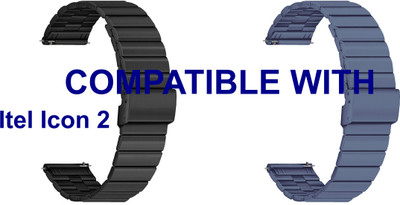ACM WSM20H22BKGY3606 Pack of 2 Watch Strap Adjustable Steel 22mm for Itel Icon 2 Smartwatch (Black/Grey) Smart Watch Strap(Mullti Color)