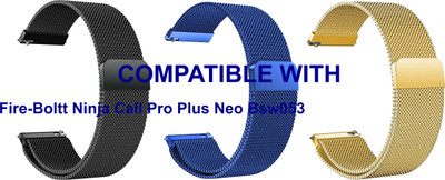 ACM WSM4M20BKBLGL3858 Pack of 3 Watch Strap Magnetic 20mm for |Fire-Boltt Ninja Call Pro Plus Neo Bsw053 Smartwatch (Black/Blue/Gold) Smart Watch Strap(Mullti Color)