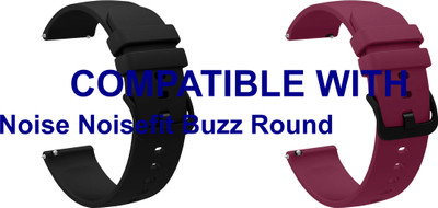 ACM WSM25M22BKPU2598 Pack of 2 Watch Strap Silicone Hook 22mm for Noise Noisefit Buzz Round Smartwatch (Black/Purple) Smart Watch Strap(Mullti Color)
