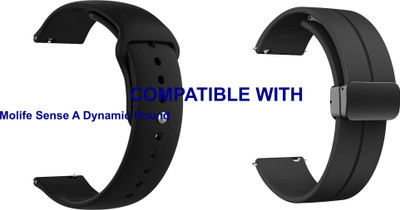 ACM WSM219B22BKBK1715 Pack of 2 Watch Strap Silicone & Magnetic Clasp 22mm for Molife Sense A Dynamic Round Smartwatch (Black) Smart Watch Strap(Mullti Color)