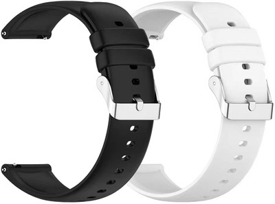 AOnes Pack of 2 Silicone Belt for Boult Cosmic R Smart Watch Strap(Black, White)