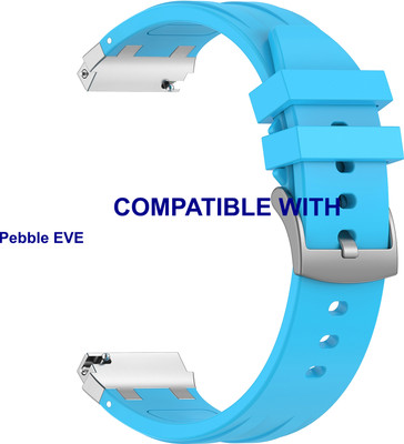 ACM WSM36X22BL3921 Watch Strap Metal Hook Silicone Belt 22mm for Pebble EVE Smartwatch Blue (ONLY SUITABLE FOR LARGE WRIST SIZE) Smart Watch Strap(Blue)