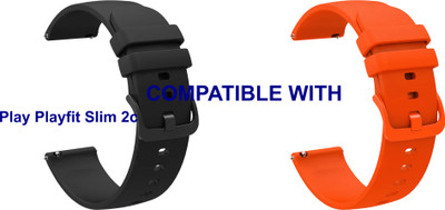 ACM WSM24L22BKOR3052 Pack of 2 Watch Strap Silicone Color Hook 22mm for Play Playfit Slim 2c Smartwatch (Black/Orange) Smart Watch Strap(Mullti Color)