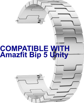 ACM Watch Strap Metal Steel for Amazfit Bip 5 Unity Smartwatch Silver Smart Watch Strap(Silver)