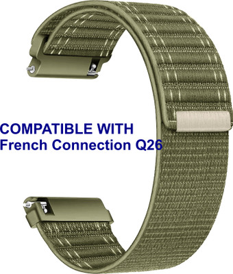 ACM WSM39A20KH2174 Watch Strap Nylon Soft 20mm for French Connection Q26 Smartwatch Khakhi Smart Watch Strap(Green)