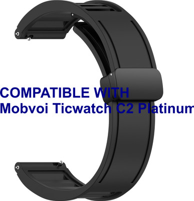 ACM WSM35W20BK1143 Watch Strap Magnetic Clasp 20mm for Mobvoi Ticwatch C2 Platinum Smartwatch Black Smart Watch Strap(Black)