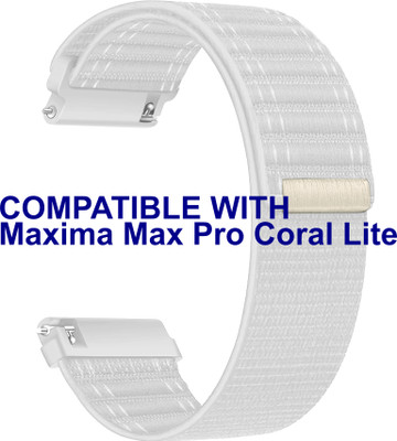 ACM Watch Strap Nylon Soft for Maxima Max Pro Coral Lite Smartwatch White Smart Watch Strap(White)