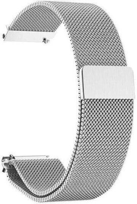 NECESORIES Metal Magnetic Melanese Loop 22mm Watch Belt Compatible with Noise/Amazfit/Boat/Firebolt/Fossil Stainless Steel Smart Watch Strap(Silver)