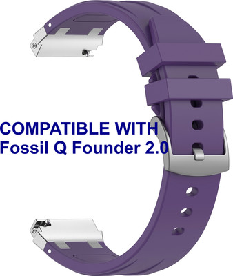 ACM WSM36X22PU1060 Watch Strap Metal Hook Silicone 22mm for Fossil Q Founder 2.0 Smartwatch Purple Smart Watch Strap(Purple)