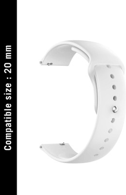 DailyObjects Premium Lightweight White Silicone Click Universal Wrist Watch Band for 20mm | Pin & Tuck Closure | Compatible For //Smartwatches Smart Watch Strap(White)
