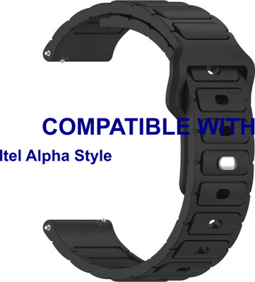 ACM WSM32T22BK5032 Watch Strap Silicone Belt Button 22mm for Itel Alpha Style Smartwatch Black Smart Watch Strap(Black)