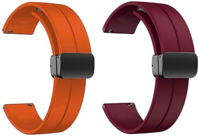 BLACK LOVIES 22MM Soft Silicon Smart Watch Strap with Magnetic Buckle Smart Watch Strap(Orange, Purple)