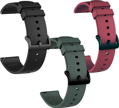 TRENDINGVIEW 20mm Silicone Watch Strap Belt with Quick Release Pins (Combo Pack of 3) Smart Watch Strap(Mullti Color)