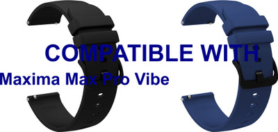ACM WSM25M20BKDBL2822 Pack of 2 Watch Strap Silicone Hook 20mm for |Maxima| Max Pro Vibe Smartwatch Belt (Black/Dark Blue) Smart Watch Strap(Mullti Color)