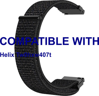 ACM WSM3V22BK3893 Watch Strap Nylon Loop Belt 22mm for New Helix Tw0hxw407t Smartwatch Black Smart Watch Strap(Black)