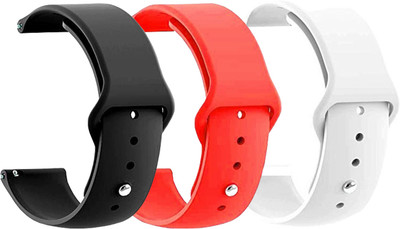 PUNAK 22MM Silicon Smart Watch Strap PACK OF 3 Smart Watch Strap(Black, Red, White)