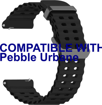 ACM WSM40B22BK3491 Watch Strap Silicone Sports for Pebble Urbane Smartwatch Belt Black Smart Watch Strap(Black)