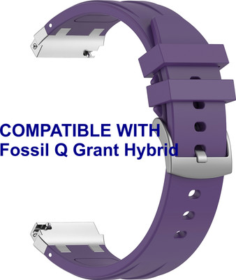 ACM WSM36X22PU1063 Watch Strap Metal Hook Silicone 22mm for Fossil Q Grant Hybrid Smartwatch Purple Smart Watch Strap(Purple)