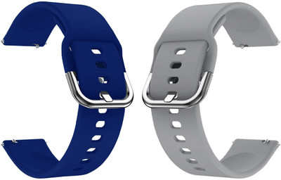PUNAK 20MM SILICON SMARTWATCH STRAPS PACK OF 2 Smart Watch Strap(Blue, Grey)