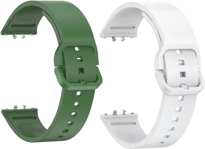 ValenteStore Premium Silicone Watch Band with Metal Buckle for Samsung Galaxy Fit 3 (Pack of 2) Smart Watch Strap(Green, White)