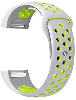 J Silicone Strap For Screen Protector For Fitbit Charge 2 (6.7-8.1)Fitness Tracker Smart Band Strap(Silver, Yellow)
