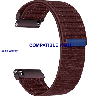 ACM WSM39A22PU3898 Watch Strap Nylon Soft Belt 22mm for Pebble Gravity Smartwatch Burgundy Purple Smart Watch Strap(Purple)