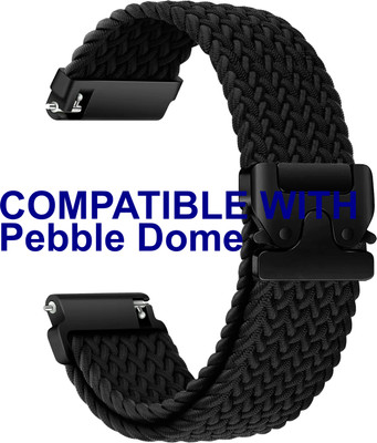 ACM Watch Strap Woven Braided Clipper for Pebble Dome Smartwatch Black Smart Watch Strap(Black)