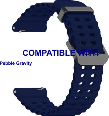 ACM WSM40B22DBL3898 Watch Strap Silicone Sports Belt 22mm for Pebble Gravity Smartwatch Dark Blue Smart Watch Strap(Blue)