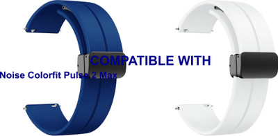 ACM WSM19G22DBLWT2838 Pack of 2 Watch Strap Magnetic Clasp 22mm for |Noise Colorfit Pulse 2 Max Smartwatch (Dark Blue/White) Smart Watch Strap(Mullti Color)