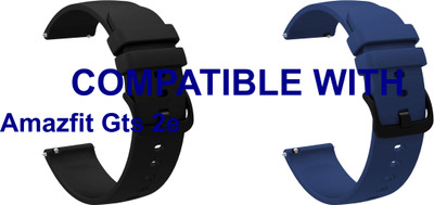 ACM WSM25M20BKDBL1016 Pack of 2 Watch Strap Silicone Hook 20mm for Amazfit Gts 2e Smartwatch (Black/Dark Blue) Smart Watch Strap(Mullti Color)
