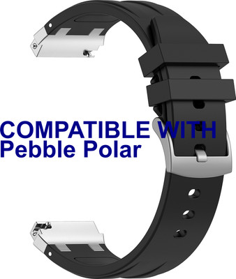 ACM Watch Strap Metal Hook Silicone for Pebble Polar Smartwatch Black Smart Watch Strap(Black)