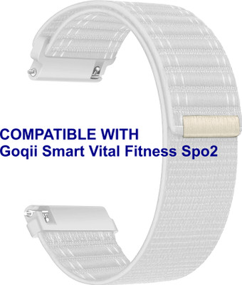 ACM WSM39A20WT1608 Watch Strap Nylon Soft 20mm for Goqii Smart Vital Fitness Spo2 Smartwatch White Smart Watch Strap(White)