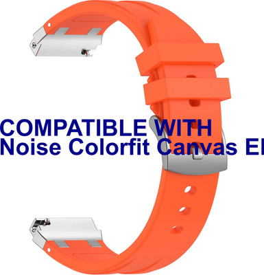 ACM Watch Strap Metal Hook Silicone for Noise Colorfit Canvas Elite Smartwatch Orange Smart Watch Strap(Orange)