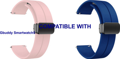 ACM WSM19G20CPKDBL1316 Pack of 2 Watch Strap Magnetic Clasp 20mm for Gbuddy Smartwatch5 Smartwatch (Creame Pink/Dark Blue) Smart Watch Strap(Mullti Color)