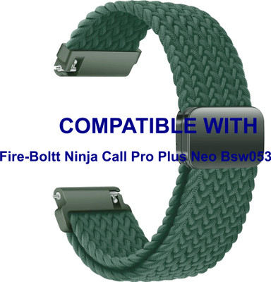 ACM WSM26N20GR3858 Watch Strap Woven Braided Magnetic 20mm for Fire-Boltt Ninja Call Pro Plus Neo Bsw053 Smartwatch Green Smart Watch Strap(Green)