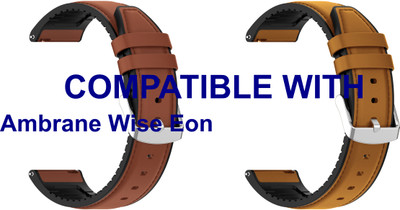 ACM WSM33U22BRGL2640 Pack of 2 Watch Strap Leather Silicone 22mm for Ambrane Wise Eon Smartwatch (Brown/Gold) Smart Watch Strap(Mullti Color)