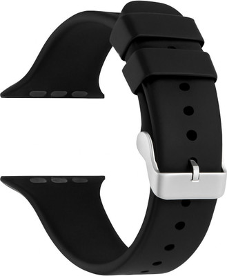 NECESORIES 5 cm Steel Buckle Silicone Strap for iWatch Series 44mm/45mm/46mm(series10-11)/49mm Smart Watch Strap(Black)