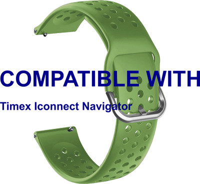 ACM WSM11B22GR3888 Watch Strap Dot Belt 22mm for Timex Iconnect Navigator Smartwatch Green Smart Watch Strap(Green)