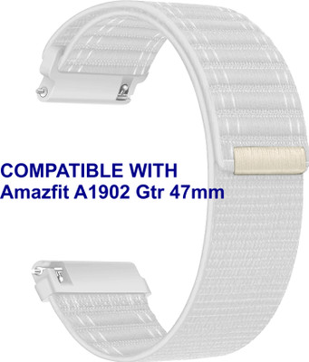 ACM WSM39A22WT1001 Watch Strap Nylon Soft 22mm for Amazfit A1902 Gtr 47mm Smartwatch White Smart Watch Strap(White)