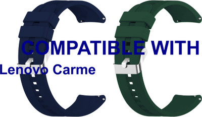 ACM WSM15C20DBLGR2113 Pack of 2 Watch Strap Silicone Hook 20mm for Lenovo Carme Smartwatch (Dark Blue/Green) Smart Watch Strap(Mullti Color)