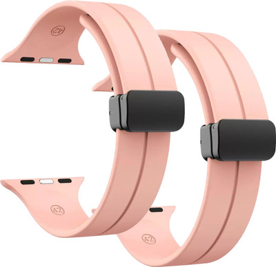 Flipkart SmartBuy Soft Silicon Magnetic Closure Strap Belt for iWatch Series 8/7/6/5/4/SE (42/44/45mm) [Watch NOT Included] Smart Watch Strap(Pink, Pink)