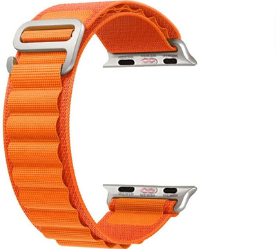 Chalo Kharido Alpine Loop Nylon Bands/Straps Compatible with Watch 49mm 45mm 44mm 42mm Men & Women, Adjustable Strap with Metal G-Hook Premium Strap for iWatch Ultra Series SE 8 7 6 5 4 3 2 1 (Only Alpine Loop Strap for Apple iWatch, Watch NOT Included) Smart Watch Strap(Orange)
