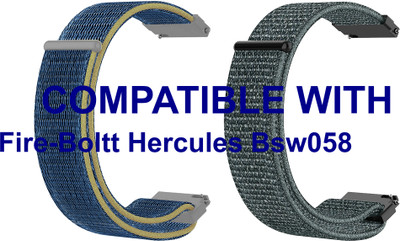 ACM WSM3V22BLGY3038 Pack of 2 Watch Strap Nylon Loop 22mm for Fire-Boltt Hercules Bsw058 Smartwatch (Blue/Grey) Smart Watch Strap(Mullti Color)