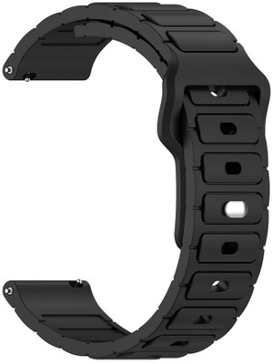 AOnes 20mm Watch Strap Silicone Button Closure Belt for Hammer Pulse Oximeter Smart Watch Strap(Black)