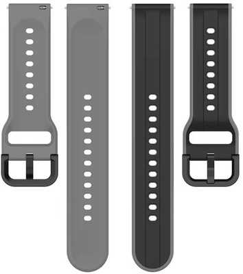 Colorcase BLT32B71-144-6-GRYBK Silicon Strap Compatible with Fireboltt Ninja 3 Smart Watch Smart Watch Strap(Grey, Black)