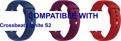 ACM WSM2P40DBLPURD1010N1 Pack of 3 Sliding 44mm 49mm Watch Strap Silicone Belt for Crossbeats Ignite S2 Smartwatch Dark Blue/Burgundy Purple/Red Smart Watch Strap(Mullti Color)
